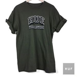 NWT Huf Worldwide Olive Green Logo Tee